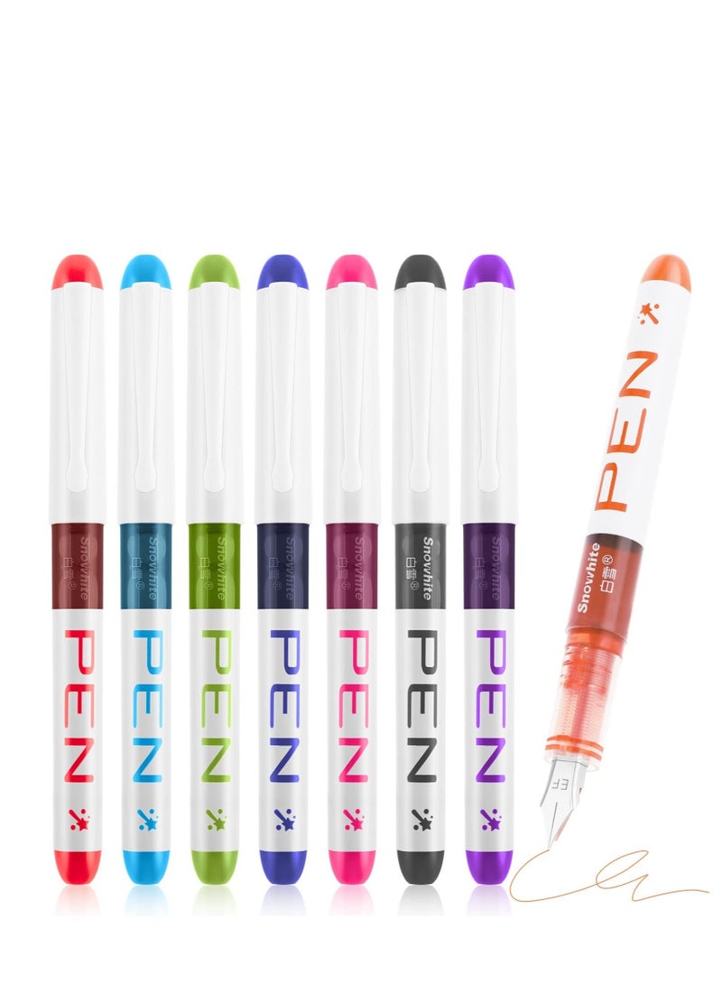 KASTWAVE Disposable Fountain Pens, 8 Colored Ink Fine Point Pen, Smooth Writing Calligraphy Pens for Sketching, Journaling Calligraphy School Office Gift Supplies(Colorful) - Image 1