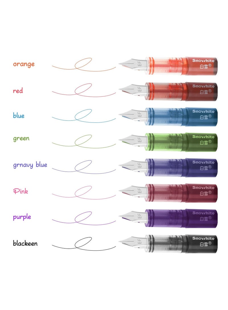 KASTWAVE Disposable Fountain Pens, 8 Colored Ink Fine Point Pen, Smooth Writing Calligraphy Pens for Sketching, Journaling Calligraphy School Office Gift Supplies(Colorful) - Image 2