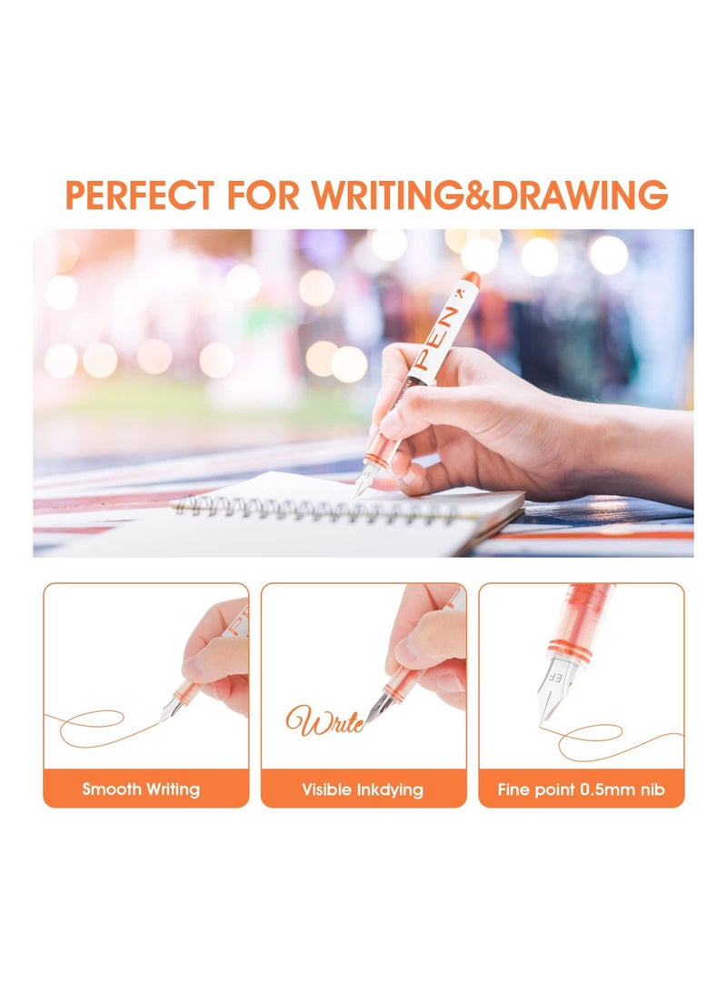 KASTWAVE Disposable Fountain Pens, 8 Colored Ink Fine Point Pen, Smooth Writing Calligraphy Pens for Sketching, Journaling Calligraphy School Office Gift Supplies(Colorful) - Image 4