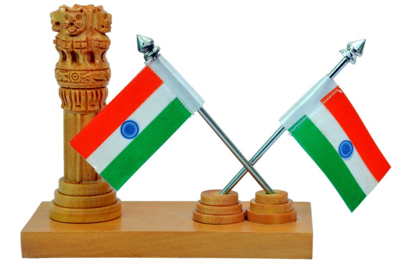 Craft Trade Office Table Decorative Items - Handmade Ashok Stamb Pillar with National Flag Decorative Showpiece for Office Desk Patriotic Gift for Teachers, Lawyers and Officer - Image 5