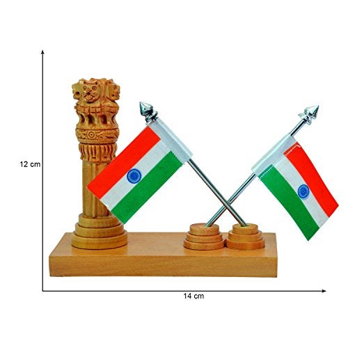 Craft Trade Office Table Decorative Items - Handmade Ashok Stamb Pillar with National Flag Decorative Showpiece for Office Desk Patriotic Gift for Teachers, Lawyers and Officer - Image 2