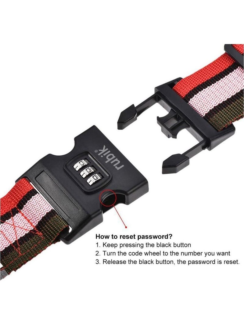 Rubik 78 Inch Heavy Duty Luggage Strap with Password Adjustable Travel Packing Belt for Bag Baggage Suitcase Safety (1 Pack Red/White)  - Image 2