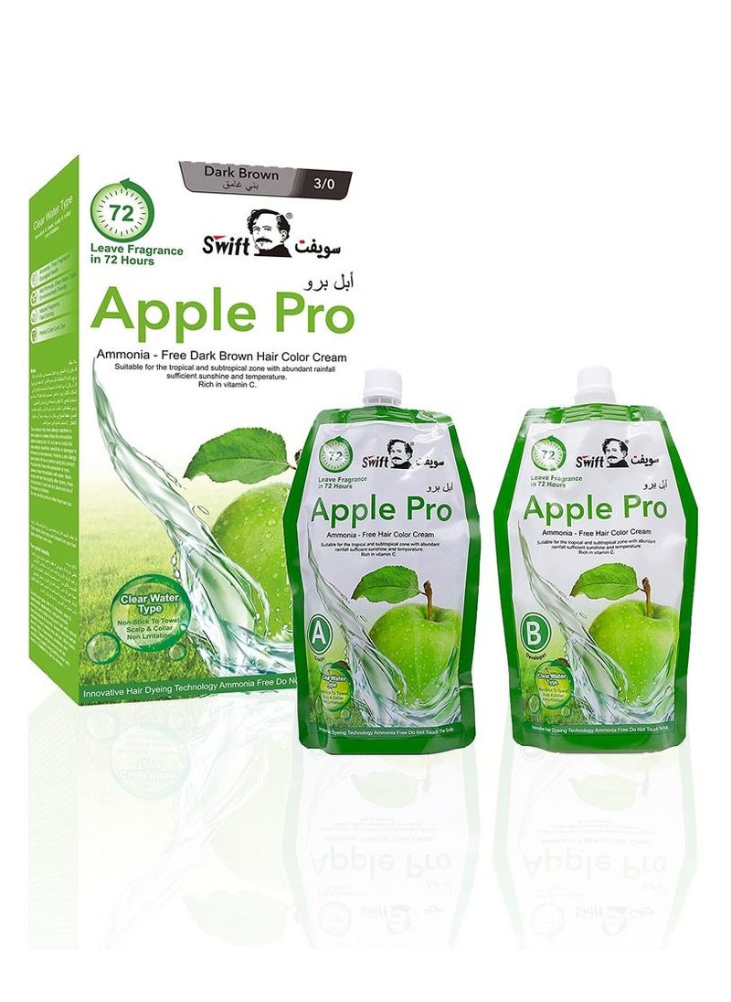 Swift Apple Pro Ammonia free Hair Color Dark Brown 500mlx2  - Image 1
