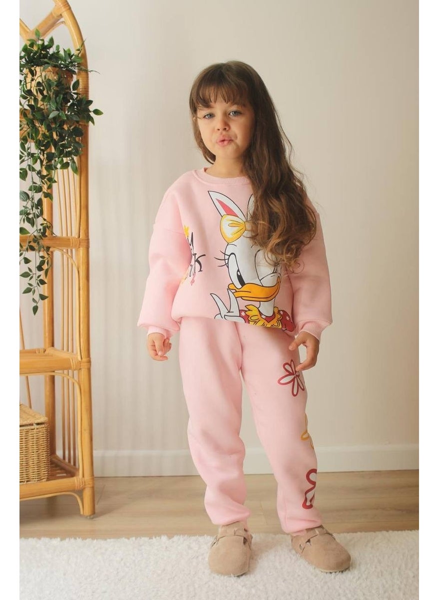 Daisy Duck Patterned Tracksuit-Sweatshirt 3 Yarn Raised Winter Girl's Suit - pzsku/ZA6A6CD70E6AC933BB195Z/45/_/1741272238/f81df913-10e8-40a9-8f46-0bec6565eb0b