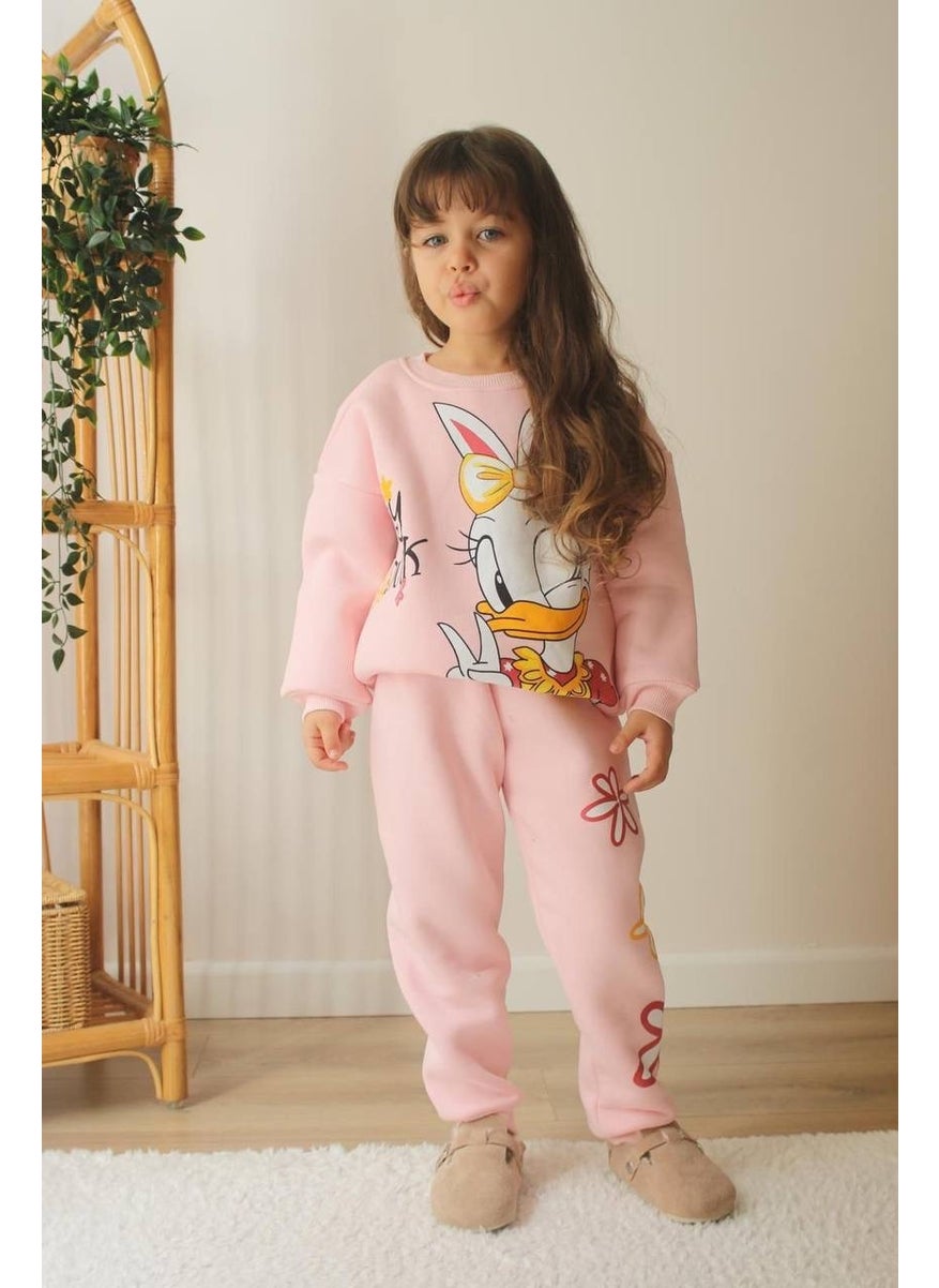 Daisy Duck Patterned Tracksuit-Sweatshirt 3 Yarn Raised Winter Girl's Suit - pzsku/ZA6A6CD70E6AC933BB195Z/45/_/1741272240/bb38caac-c1eb-498b-a2c8-70f0f6e9560b