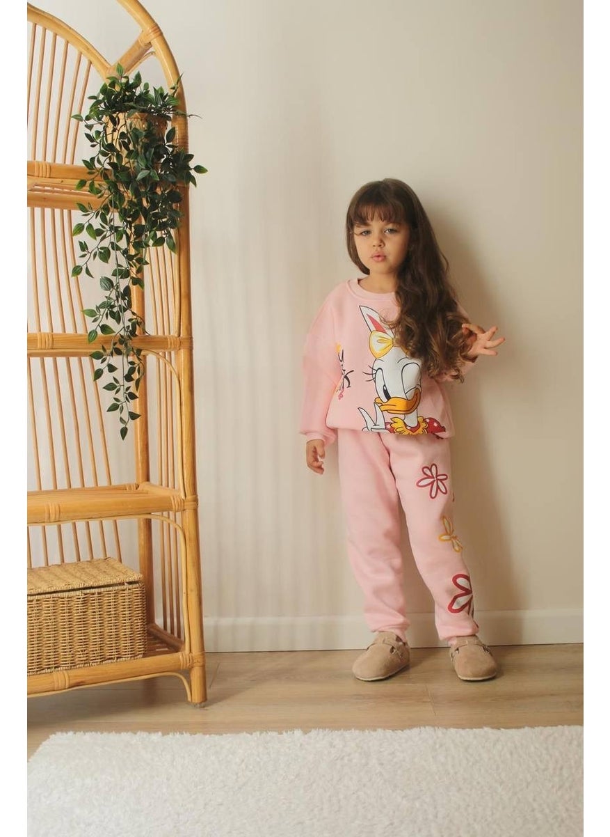 Daisy Duck Patterned Tracksuit-Sweatshirt 3 Yarn Raised Winter Girl's Suit - pzsku/ZA6A6CD70E6AC933BB195Z/45/_/1741272556/7bb5ba35-8d25-49ae-a2ce-4dfe6cbe26dd