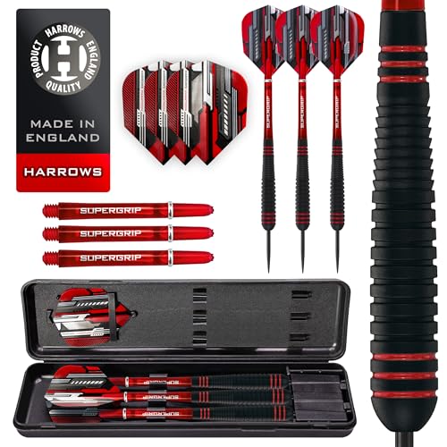 Harrows Ace Rubber Brass Steel Tip Darts Set 20g, 22g, 24g & 26g - Includes Supergrip Shafts, Micron Marathon Flights & Convenient Travel Case 24g - Image 2