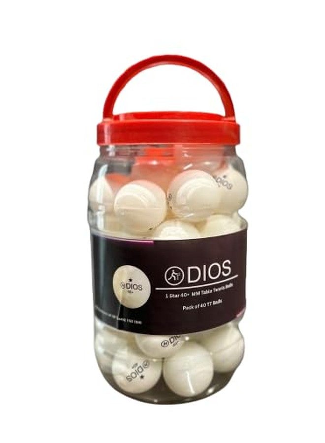 Dios High Performance 1 Star White Table Tennis (T.T) | Advanced 40+mm Ping Pong Balls for Training, Tournaments Play| Durable for Indoor/Outdoor Game 40 Balls in1 Pack (Pack of 40) - Image 1