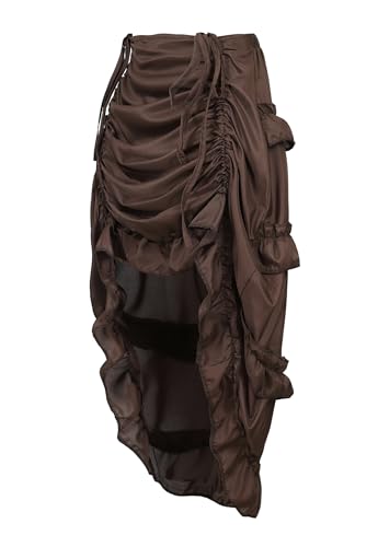 Zhitunemi Renaissance Costume Pirate Skirt Steampunk Skirt Plus Size Corset Dresses Renaissance Fairs Medieval Festivals Coffee XSS - Image 3