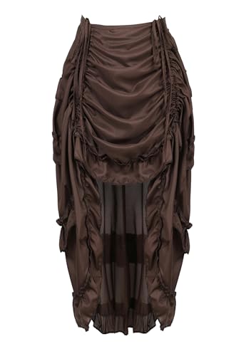 Zhitunemi Renaissance Costume Pirate Skirt Steampunk Skirt Plus Size Corset Dresses Renaissance Fairs Medieval Festivals Coffee XSS - Image 1