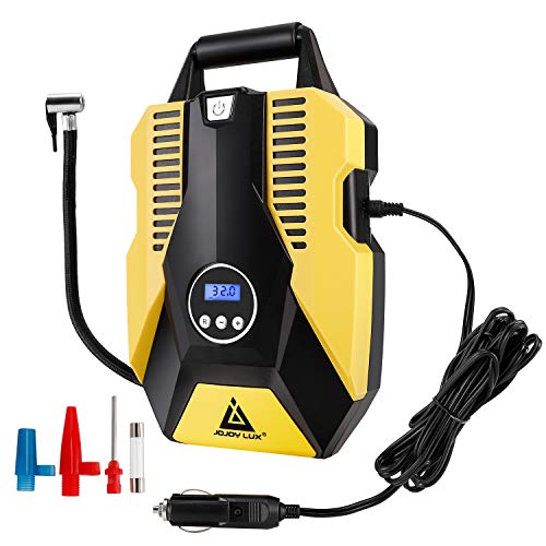 JOJOY LUX Digital Tire Inflator 12V DC Portable Auto Air Compressor Pump for Car Tires, 150 PSI Auto Shut Off with Emergency LED Flasher, Long Cable for Car, Bicycle, Motocycle, Air Boat and Other Inflatables - Image 1