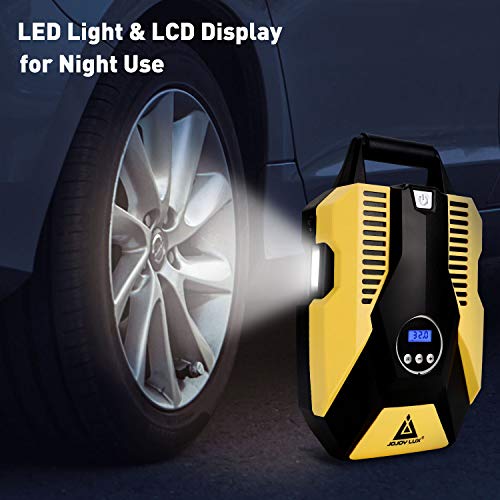 JOJOY LUX Digital Tire Inflator 12V DC Portable Auto Air Compressor Pump for Car Tires, 150 PSI Auto Shut Off with Emergency LED Flasher, Long Cable for Car, Bicycle, Motocycle, Air Boat and Other Inflatables - Image 4