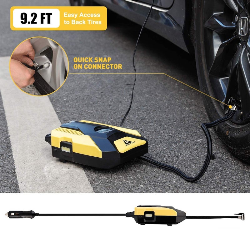 JOJOY LUX Digital Tire Inflator 12V DC Portable Auto Air Compressor Pump for Car Tires, 150 PSI Auto Shut Off with Emergency LED Flasher, Long Cable for Car, Bicycle, Motocycle, Air Boat and Other Inflatables - Image 5