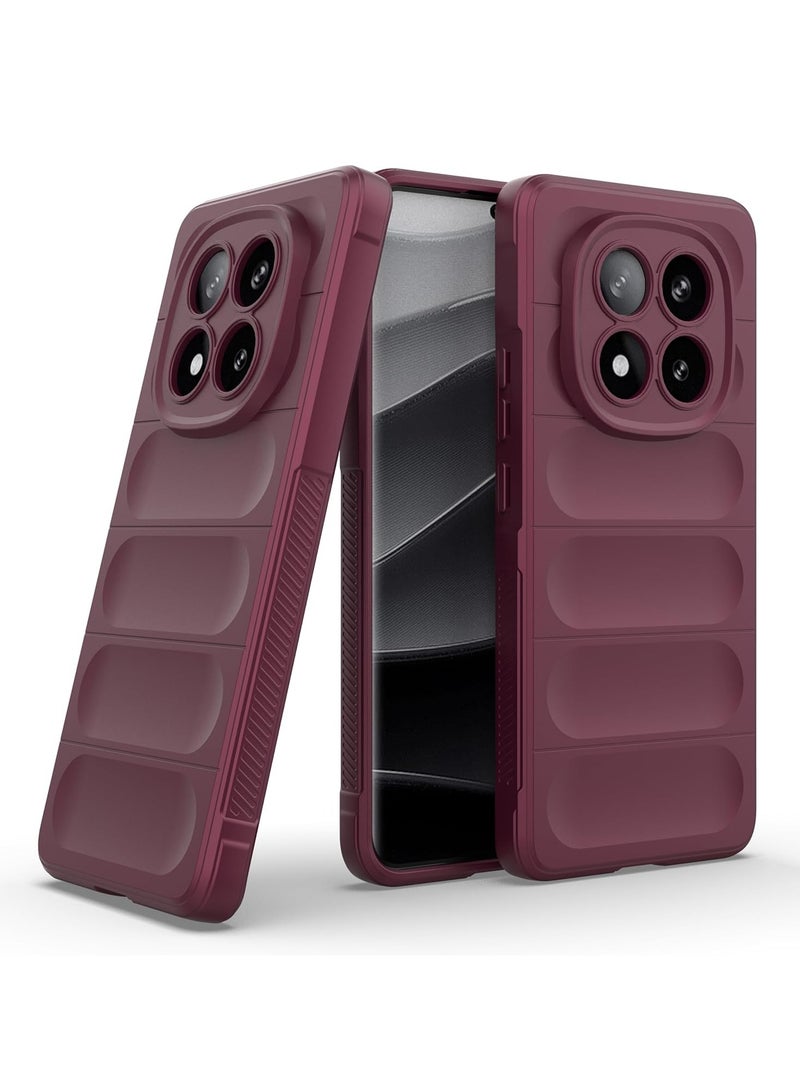 Premium Protection Back Silicone Case Compatible with Xiaomi Redmi note 14 Pro Plus 5G Magic Shield Shockproof Case with Camera Protection (wine Red) - Image 1