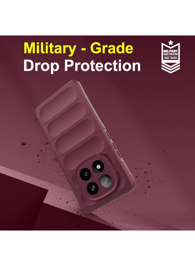 Premium Protection Back Silicone Case Compatible with Xiaomi Redmi note 14 Pro Plus 5G Magic Shield Shockproof Case with Camera Protection (wine Red) - Image 3
