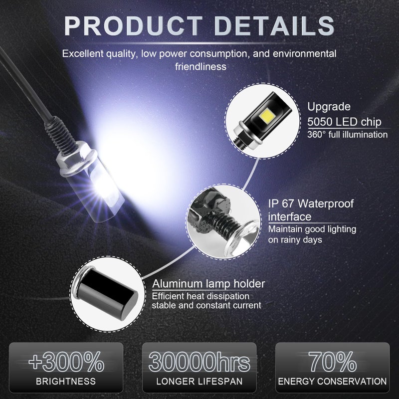 LivTee Super Bright License Plate Light, 12V License Tag Screw Bolt Accessories, Waterproof Black Aluminium Light Holder, Legal for Car Motorcycle Truck RV ATV Bike, Xenon White(4PCS) - Image 2