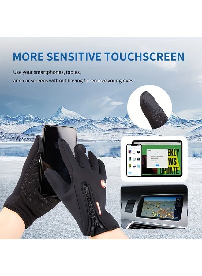 قفازات رياضية سوداء للجنسين مقاومة للانزلاق، شاشة لمس في راحة اليد، إغلاق بسحاب، قابلة للتنفس - Image 5
