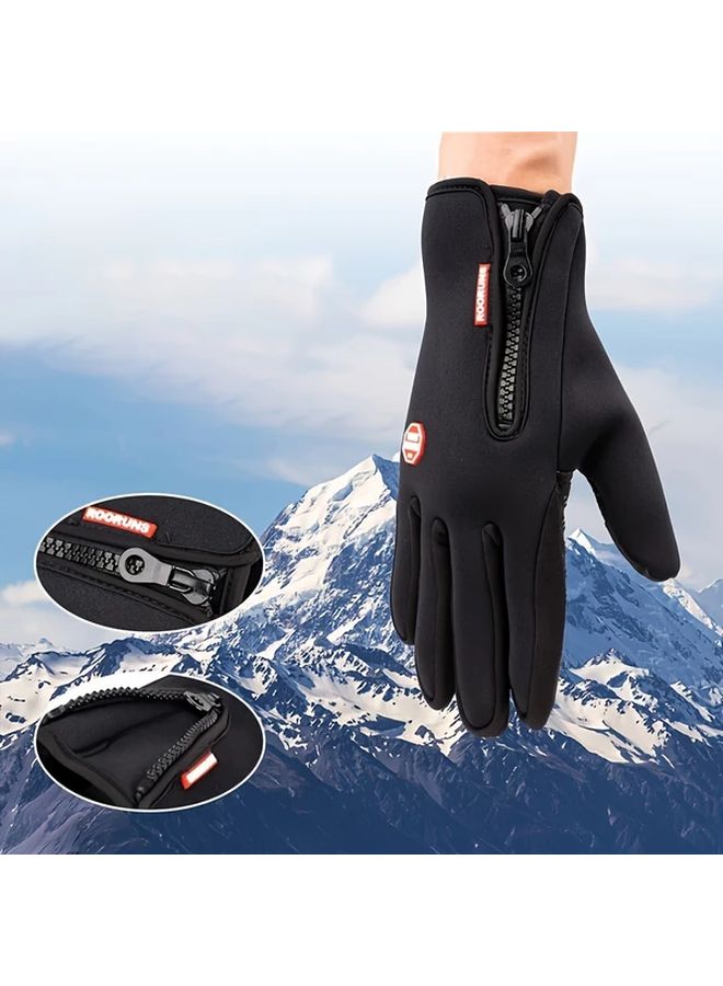 قفازات رياضية سوداء للجنسين مقاومة للانزلاق، شاشة لمس في راحة اليد، إغلاق بسحاب، قابلة للتنفس - Image 4