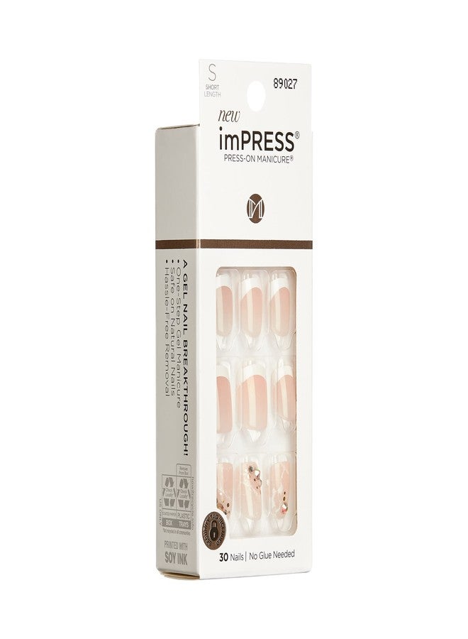 Impress KISS imPRESS No Glue Mani Press On Nails, Design, 'My Worth', White, Short Size, Squoval Shape, Includes 30 Nails, Prep Pad, Instructions Sheet, 1 Manicure Stick, 1 Mini File - Image 2