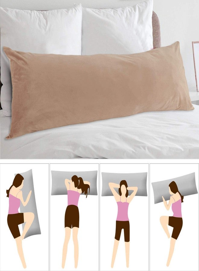 StangH Pregnancy Pillow Cover, Nursery Soft Velvet Body Pillowcase, King Size Zippered Long Pillowcase Cover for Kids/Toddler, Blush Beige, 20 x 54 inches, 1 Pc - Image 4