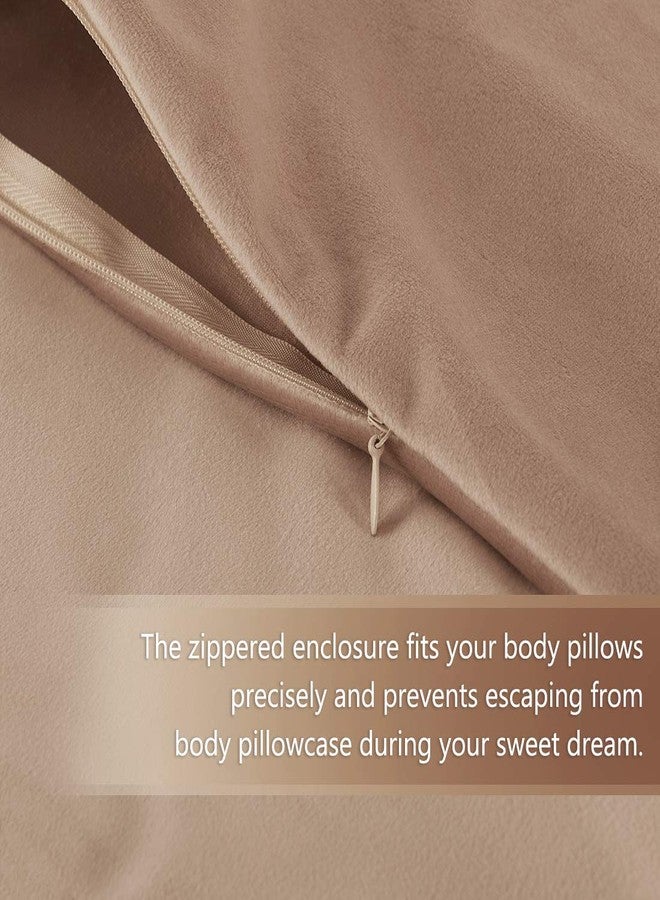 StangH Pregnancy Pillow Cover, Nursery Soft Velvet Body Pillowcase, King Size Zippered Long Pillowcase Cover for Kids/Toddler, Blush Beige, 20 x 54 inches, 1 Pc - Image 3