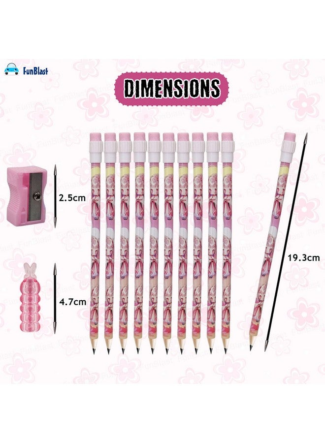 FunBlast FunBlast Pencil Set for Kids - Pack of 10 Pcs HB Pencils Stationary Kit, Lotus Flower Pencil Set with Erasers, Sharpener and Pencil Grip for Kids, Pencil for Drawing & Shading, Sketching (Pink)  - Image 3
