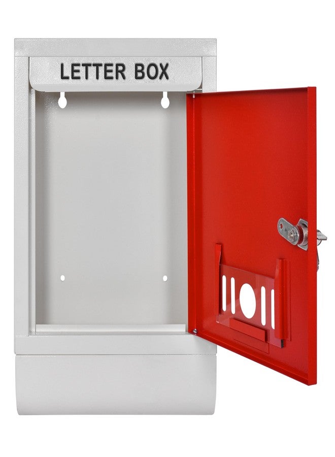 Planet Metal Letter Box for Home gate and with Magazine Holder/News Paper Holder/Mailbox/Post Box/Wall Mount Complaint Box & Suggestion Box for Office with Secure Lock and Keys (Red & Ivory) - Image 2