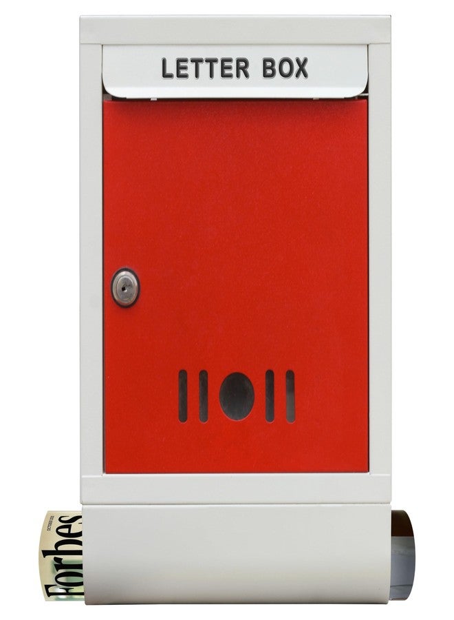 Planet Metal Letter Box for Home gate and with Magazine Holder/News Paper Holder/Mailbox/Post Box/Wall Mount Complaint Box & Suggestion Box for Office with Secure Lock and Keys (Red & Ivory) - Image 4