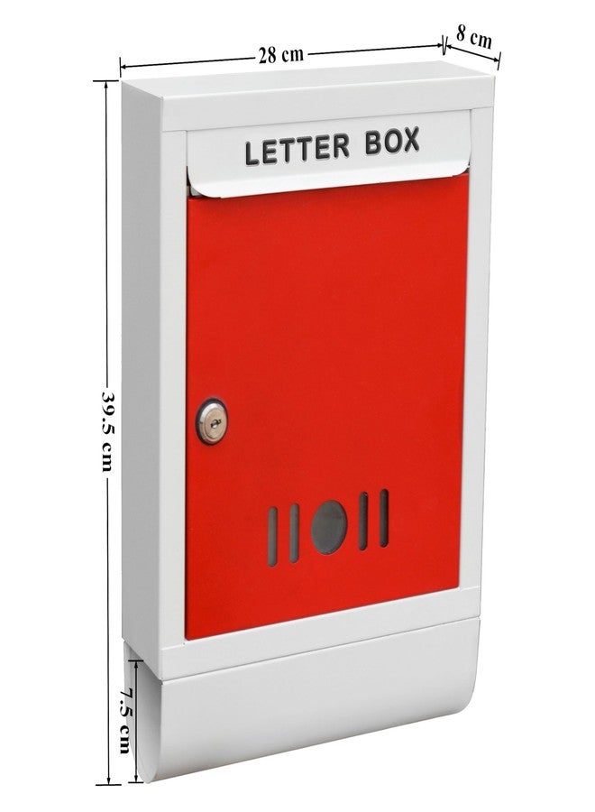 Planet Metal Letter Box for Home gate and with Magazine Holder/News Paper Holder/Mailbox/Post Box/Wall Mount Complaint Box & Suggestion Box for Office with Secure Lock and Keys (Red & Ivory) - Image 3