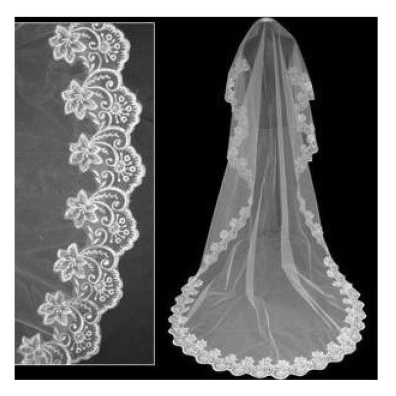 Bolt 3M Long 1 Layer Lace Edge Vintage Cathedral Wedding Bridal Veil - Image 5