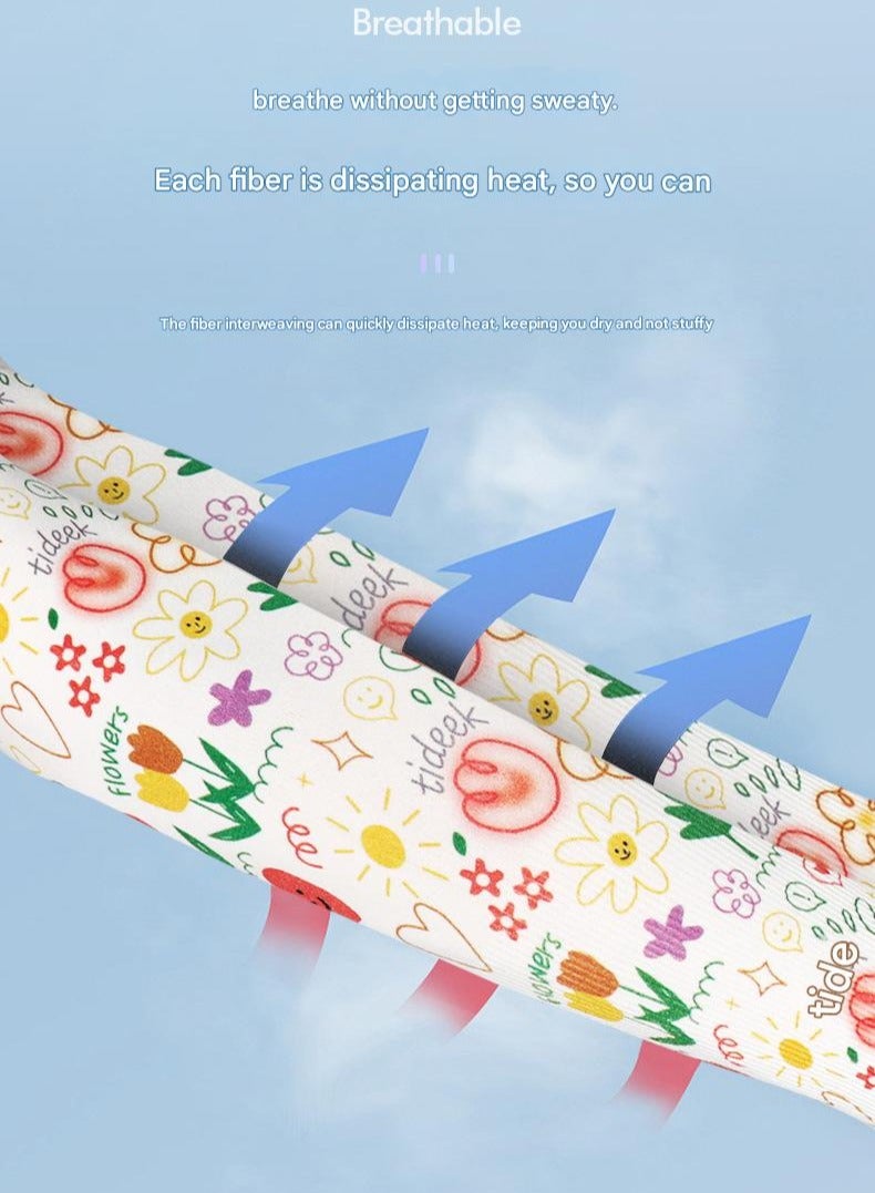 Goolsky Summer Printed Ice Silk Arm Sleeves – Women’s UV Protection Cycling Sun Sleeve for Outdoor Students, Cute Design - Image 2