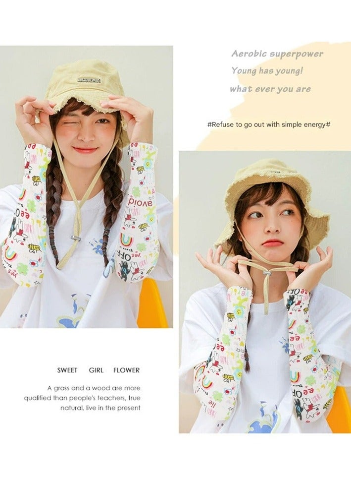 Goolsky Summer Printed Ice Silk Arm Sleeves – Women’s UV Protection Cycling Sun Sleeve for Outdoor Students, Cute Design - Image 3