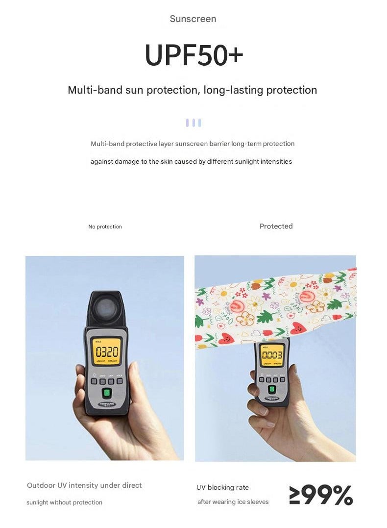 Goolsky Summer Printed Ice Silk Arm Sleeves – Women’s UV Protection Cycling Sun Sleeve for Outdoor Students, Cute Design - Image 4