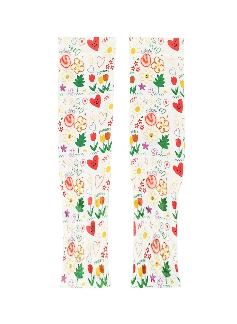 Goolsky Summer Printed Ice Silk Arm Sleeves – Women’s UV Protection Cycling Sun Sleeve for Outdoor Students, Cute Design - Image 5