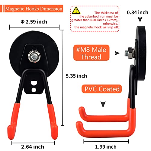 MUTUACTOR Magnetic Hooks,2PCS Large Magnetic Hooks Heavy Duty,Anti-Slip Double Magnet Hooks Garage Storage Utility Hooks for Metal Cabinet Pegboard Garage Basement Organizer - Image 5