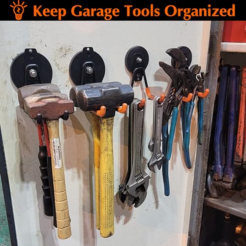 MUTUACTOR Magnetic Hooks,2PCS Large Magnetic Hooks Heavy Duty,Anti-Slip Double Magnet Hooks Garage Storage Utility Hooks for Metal Cabinet Pegboard Garage Basement Organizer - Image 4