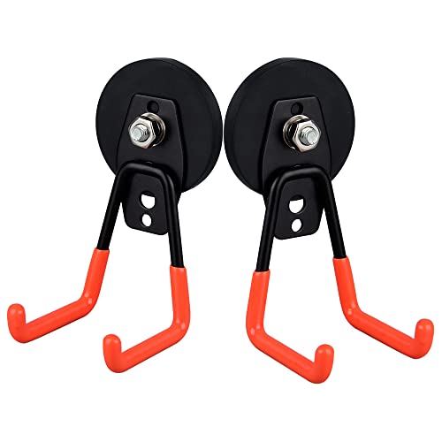 MUTUACTOR Magnetic Hooks,2PCS Large Magnetic Hooks Heavy Duty,Anti-Slip Double Magnet Hooks Garage Storage Utility Hooks for Metal Cabinet Pegboard Garage Basement Organizer - Image 1