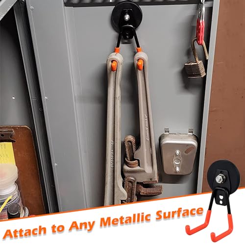 MUTUACTOR Magnetic Hooks,2PCS Large Magnetic Hooks Heavy Duty,Anti-Slip Double Magnet Hooks Garage Storage Utility Hooks for Metal Cabinet Pegboard Garage Basement Organizer - Image 3