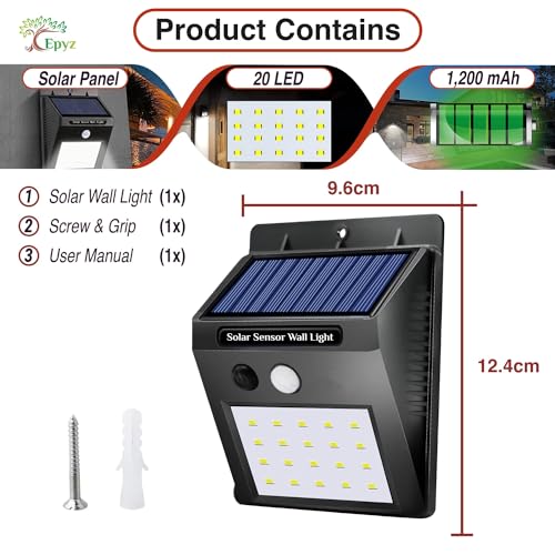 Epyz Plastic Solar Wall Light Outdoor Waterproof Garden Decoration Wall Lamps, IP64 Waterproof Doorway, Balcony,Fence Decor [ Warm Yellow Pack of 1 ] - Image 5