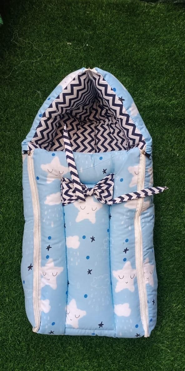 SmallBerry™ 3-in-1 Baby Bed, Sleeping Bag, and Carry Bag Nest | New Born Bedding Set | Ideal Newborn Baby Gift for 0-6 Months | Cozy Blue Nursery Essential - Image 5