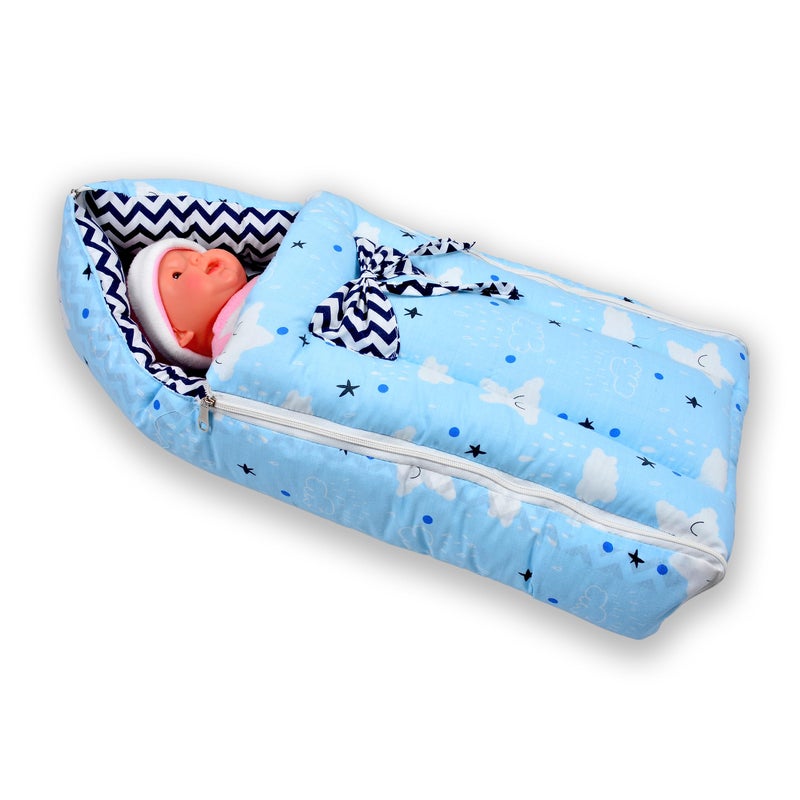 SmallBerry™ 3-in-1 Baby Bed, Sleeping Bag, and Carry Bag Nest | New Born Bedding Set | Ideal Newborn Baby Gift for 0-6 Months | Cozy Blue Nursery Essential - Image 3