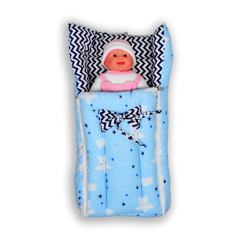 SmallBerry™ 3-in-1 Baby Bed, Sleeping Bag, and Carry Bag Nest | New Born Bedding Set | Ideal Newborn Baby Gift for 0-6 Months | Cozy Blue Nursery Essential - Image 4