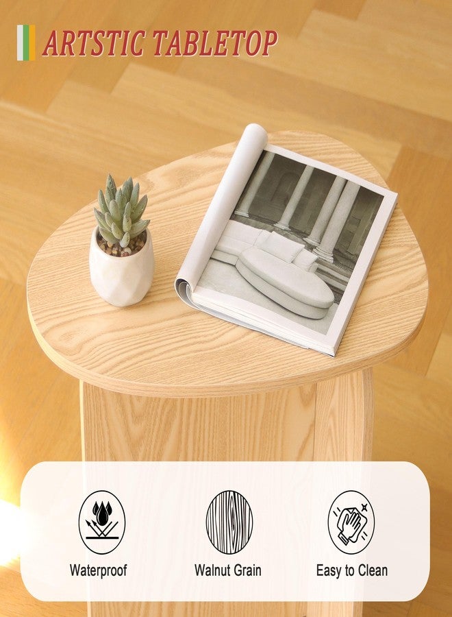 AWASEN Small Side Table, Mini End Table Living Room, Modern Accent Table with Unique Tabletop, Short Bedside Table for Small Spaces, Natural - Image 4