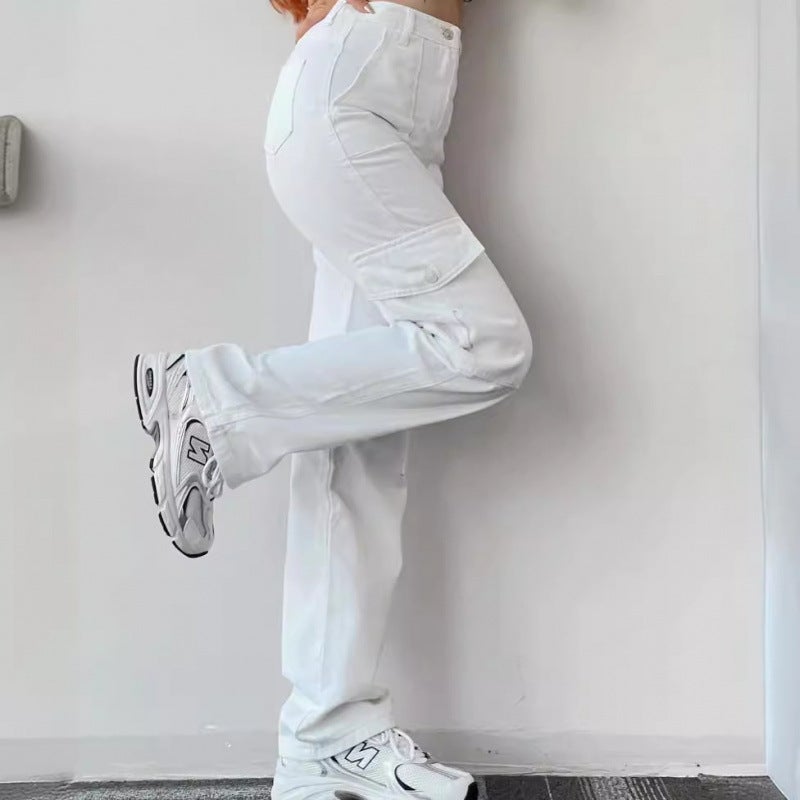 New Fashion All-Match Casual Pants Mid-Waist Three-Dimensional Pocket Pants Waist Women'S Work Pants - Image 3