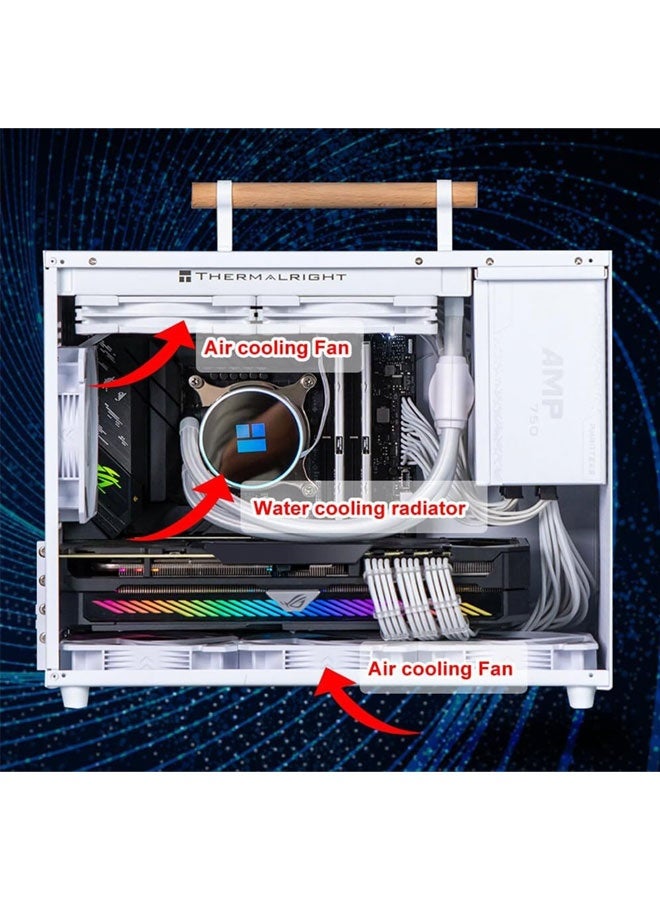 ثيرمالرايت هيكل كمبيوتر محمول مدرفل على البارد، هيكل ألعاب كمبيوتر، هيكل كمبيوتر مكتبي يدعم بطاقة رسومات 360 مم، مناسب للوحة الأم Itx Matx، مزود طاقة ATX، سطح مكتب للألعاب - Image 4