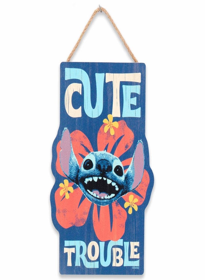 أوبن رود براندز ديكور حائط خشبي معلق عليه رسومات ديزني ليلو وستيتش اللطيفة - لافتة غرزة مرحة لغرفة النوم أو غرفة اللعب أو الحضانة - Image 1