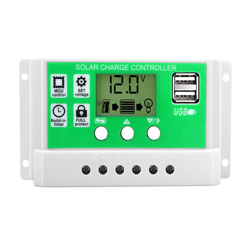 60A Solar Charger Controller 12V/24V Auto PWM Controllers LCD Display Dual USB 5V Output Controller - Image 1