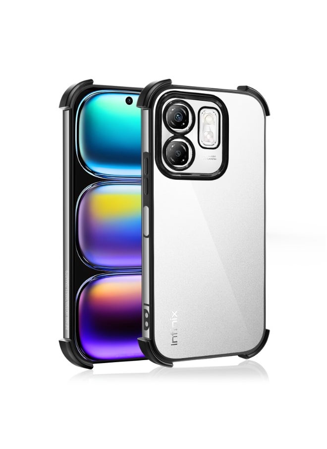 MAMA MOUTH Infinix Hot 50i/Infinix Smart 9/Smart 9 HD Phone Case, Armor Transparent Soft Silicone Infinix Hot 50i Cover,Slim TPU Gel Bumper Shockproof Crystal Clear Case with Black Border for Infinix Smart 9  - Image 1