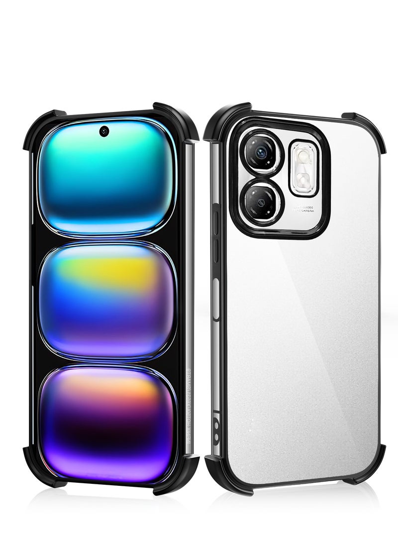 Infinix Hot 50i/Infinix Smart 9/Smart 9 HD Phone Case, Armor Transparent Soft Silicone Infinix Hot 50i Cover,Slim TPU Gel Bumper Shockproof Crystal Clear Case with Black Border for Infinix Smart 9