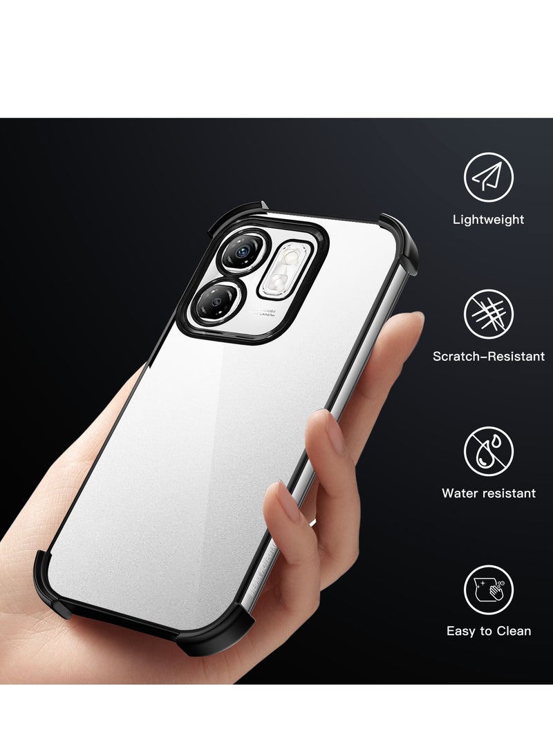 Infinix Hot 50i/Infinix Smart 9/Smart 9 HD Phone Case, Armor Transparent Soft Silicone Infinix Hot 50i Cover,Slim TPU Gel Bumper Shockproof Crystal Clear Case with Black Border for Infinix Smart 9
